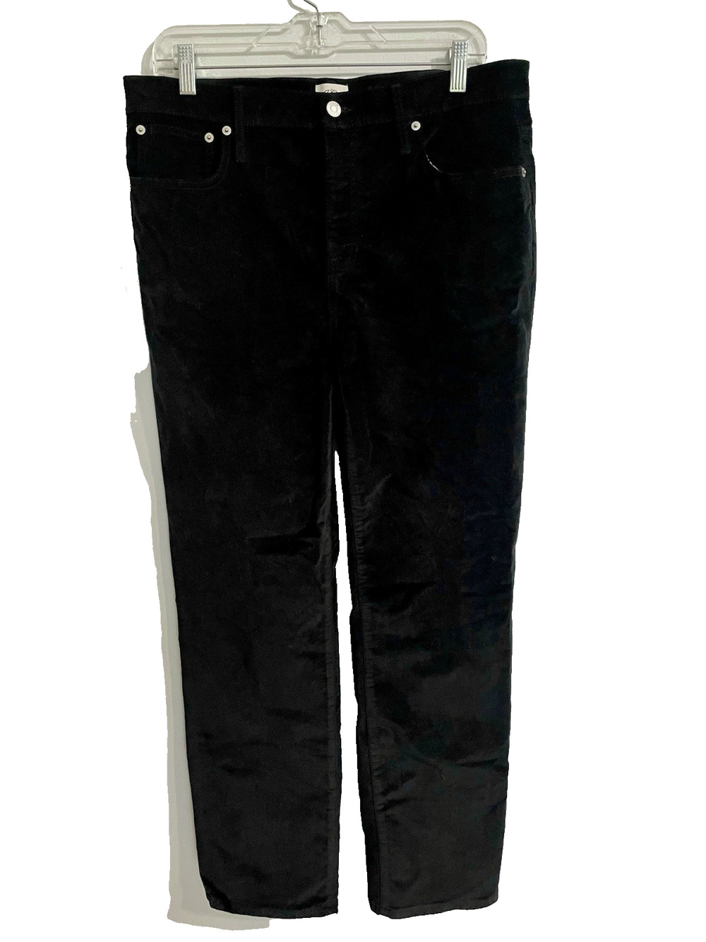 J Crew Vintage Slim Straight Velvet Velour Pants Size 31 Women Black Stretch